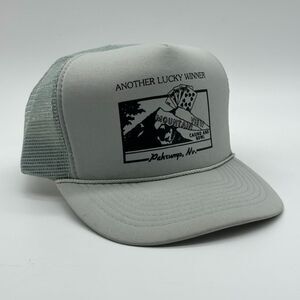 Vintage Trucker Hat Casino Winner Nevada Foam Rope Mesh Gray Cap